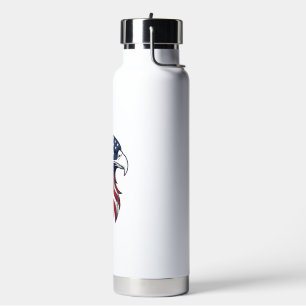 Patriotisches Adlerflaggen-Vektordesign für weißes Trinkflasche