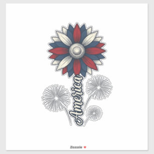 Patriotisches Amerika Blumen Feuerwerk Vektor Desi Aufkleber