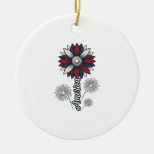 Patriotisches Amerika Blumen Feuerwerk Vektor Desi Keramik Ornament