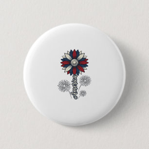 Patriotisches Amerika-Blumen-Feuerwerk-Vektordesig Button
