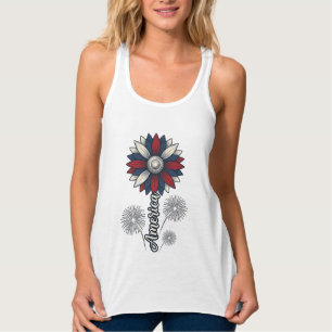 Patriotisches Amerika-Blumen-Feuerwerk-Vektordesig Tank Top