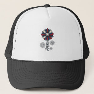 Patriotisches Amerika-Blumen-Feuerwerk-Vektordesig Truckerkappe