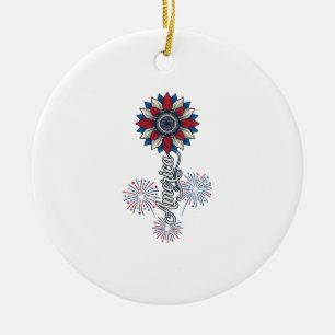 Patriotisches Amerika Blumen Feuerwerk Vintage Des Keramik Ornament