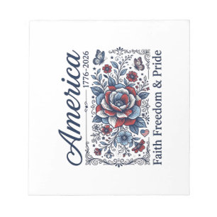 Patriotisches Amerika Florales Vintage-Shirt-Desig Notizblock