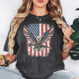 Patriotisches Amerikanisches Adler-Gewehr-Flagge D T-Shirt