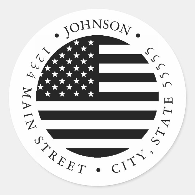 Patriotisches amerikanisches Flag-Rücksendesiegel Runder Aufkleber (Vorderseite)