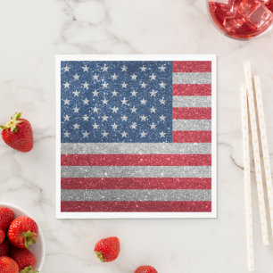 Patriotisches amerikanisches Flagge Glitter-Papier Serviette