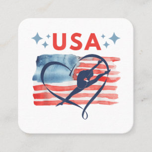 Patriotisches amerikanisches Flaggen-Turndesign fü Quadratische Visitenkarte