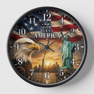 Patriotisches amerikanisches Flaggen-Zifferblatt Uhr