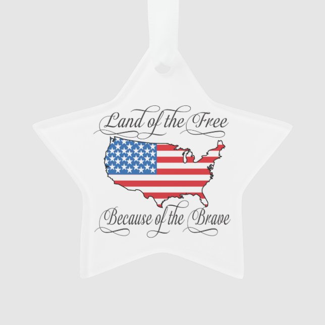 Patriotisches amerikanisches Flaggenland der freie Ornament (Vorderseite)