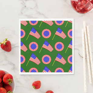 Patriotisches amerikanisches Flaggenmuster auf grü Serviette