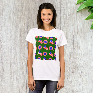 Patriotisches amerikanisches Flaggenmuster auf grü T-Shirt