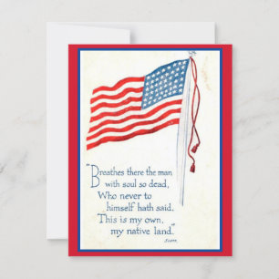 Patriotisches amerikanisches Flaggenzitat Feiertagskarte