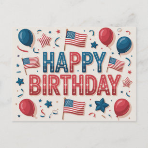 Patriotisches amerikanisches Geburtstagsgruß-Thema Postkarte
