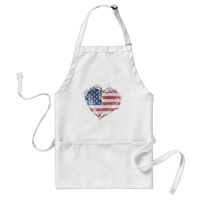 Patriotisches amerikanisches Herz in Grunge Schürze (Vorne)