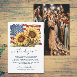 Patriotisches amerikanisches Hochzeitsfahn-FOTO Dankeskarte