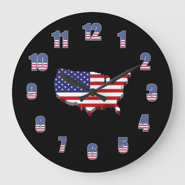 Patriotisches amerikanisches Land Große Wanduhr (Vorderseite)
