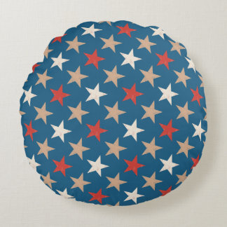 Patriotisches amerikanisches Sterne-Muster Rundes Kissen