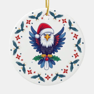 Patriotisches amerikanisches Weihnachts-Bold-Eagle Keramik Ornament
