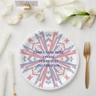 Patriotisches, anpassbares Familien-Design zum 4.  Pappteller