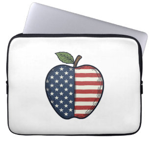 Patriotisches Apfel-Vintage-Stichvektor-Design_1 Laptopschutzhülle