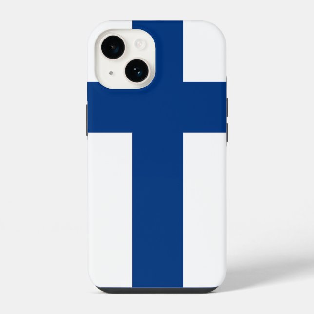 Patriotisches Apple Case-Mate, Finnland-Flagge Cas iPhone 14 Hülle (Rückseite)