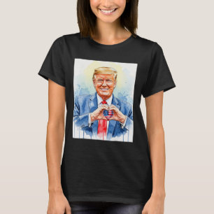 Patriotisches Aquarell Trump Herz Hände T-Shirt