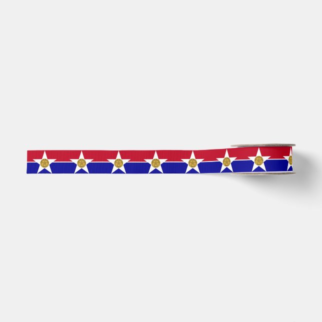 Patriotisches Band mit Flagge von Dallas Ripsband (Vorderseite)