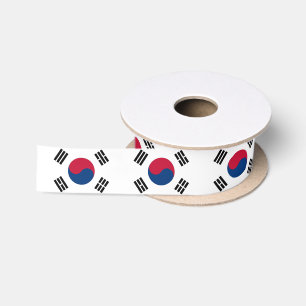 Patriotisches Band mit Flagge von Südkorea Satinband