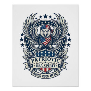 Patriotisches Bandana-Rocker Old Glory Musik Rock Poster