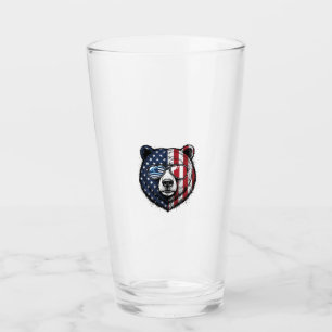 Patriotisches Bär-Brillen-Vintage-Vector-Shirt_1 Glas