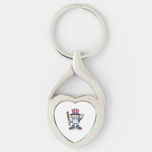 Patriotisches Baseball-Maskottchen Vintage-Stich-D Schlüsselanhänger