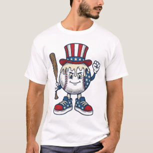Patriotisches Baseball-Maskottchen Vintage-Stichde T-Shirt