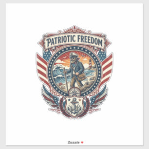 Patriotisches Beachcomber-Vektorgrafik-T-Shirt_1 Aufkleber