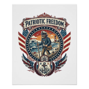 Patriotisches Beachcomber-Vektorgrafik-T-Shirt_1 Poster