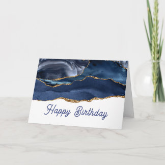 Patriotisches Blau-Gold-Achat-Geburtstag Karte