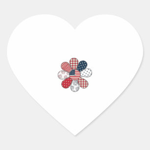 Patriotisches Blumen-Vintage-Vector-Shirt-Design_1 Herz-Aufkleber