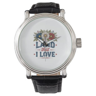 Patriotisches Blumenland, das ich liebe Shirt Desi Armbanduhr