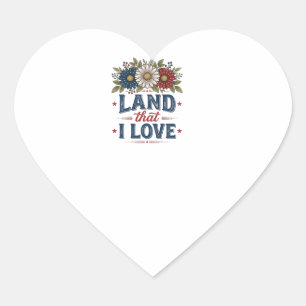 Patriotisches Blumenland, das ich liebe Shirt Desi Herz-Aufkleber