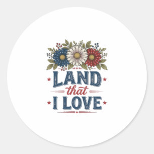 Patriotisches Blumenland, das ich liebe Shirt Desi Runder Aufkleber