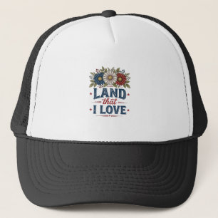 Patriotisches Blumenland, das ich liebe Shirt Desi Truckerkappe