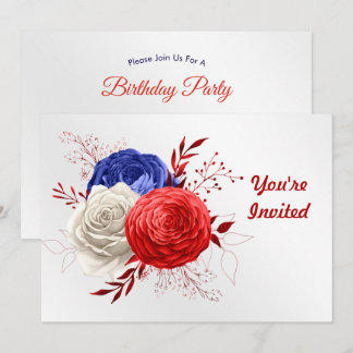 Patriotisches Blüten-Trio zum Geburtstag Einladung