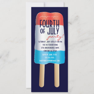 Patriotisches Bombpop Red White Blue 4. Juli Party Einladung