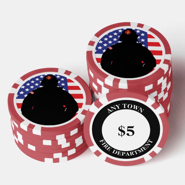 Patriotisches Brandschutzflaggendesign Pokerchips (Stapel)