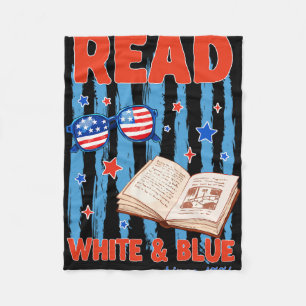 Patriotisches Buch 4. Juli Lesen Weiß Blau Sinc Fleecedecke