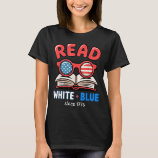 Patriotisches bücherliebendes 4. Juli Frauen Mädch T-Shirt