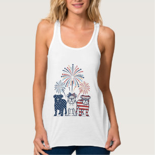 Patriotisches Bulldog-Feuerwerk Vintage-Vektordesi Tank Top