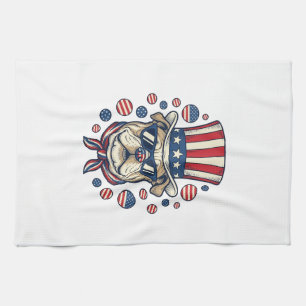Patriotisches Bulldog-Vintage-Stickerei-Shirt-Desi Geschirrtuch