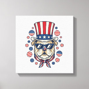 Patriotisches Bulldog-Vintage-Stickerei-Shirt-Desi Leinwanddruck