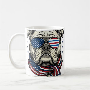 Patriotisches Bulldogge Vintage-Stickerei-Shirt-De Kaffeetasse